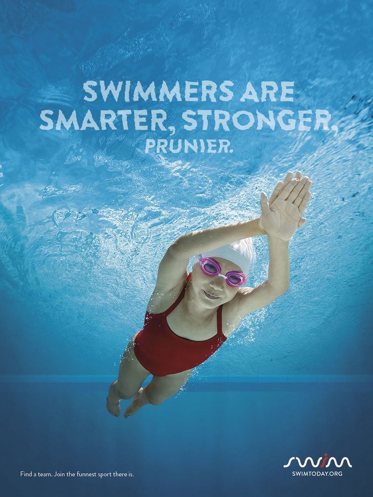 a woman swimming under water with the caption swimmers are smarter, stronger, prunier