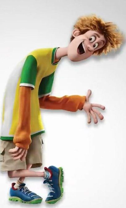 a cartoon boy with his mouth open and hands in the air