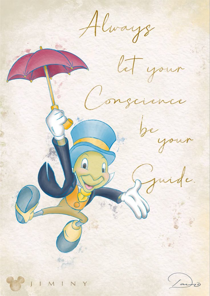 a cartoon character holding an umbrella with the words always let your convenience be your guide