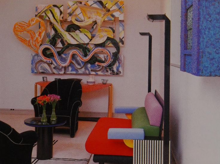 a living room filled with furniture and art