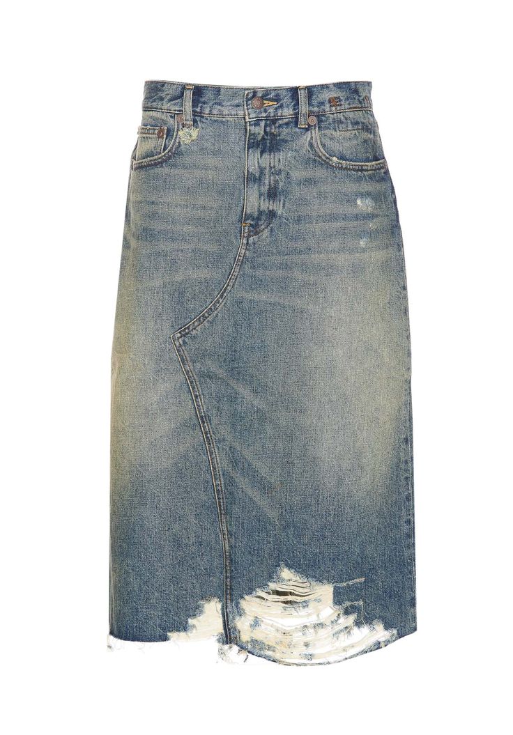 R13 denim skirt, frontal button and zip closure, 5 pockets, distressedComposition: 100% Cotton R13 Denim, Denim Branding, Skirt Skirt, Luxury Retail, Floral Fabric, Plaid Pattern, Luxury Boutique, Denim Skirt, Fur Coat