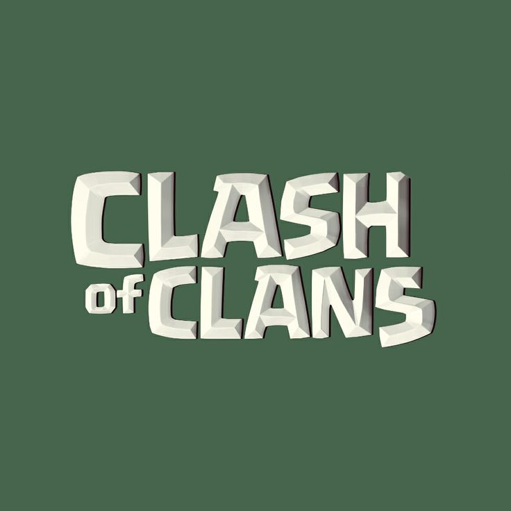 the title for clash of clans is shown in white letters on a green background