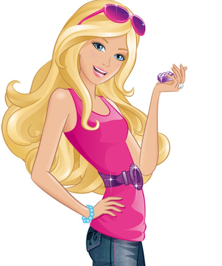 a cartoon girl with blonde hair and sunglasses holding a cell phone in her right hand