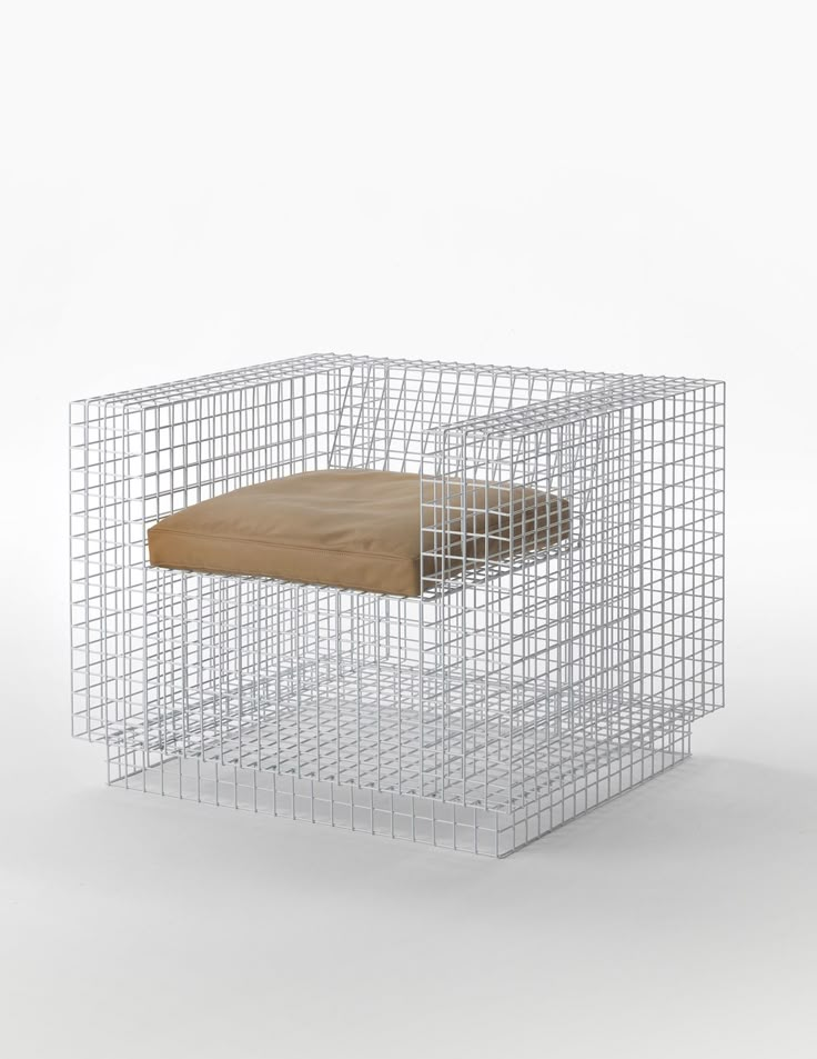 a white chair with a wooden seat in the shape of a caged animal's head