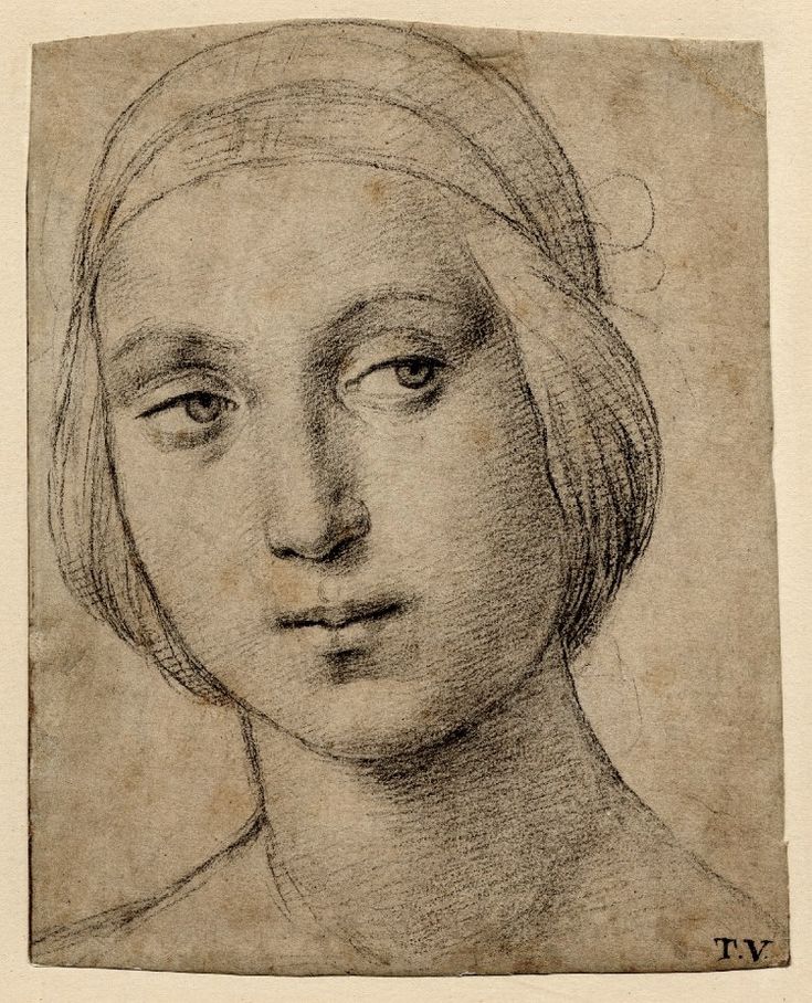 an old drawing of a woman's face