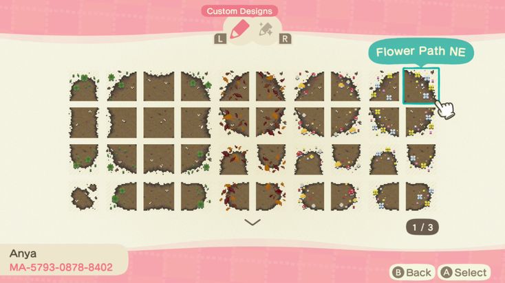 an animal crossing game with flowers and plants on the map, as well as text