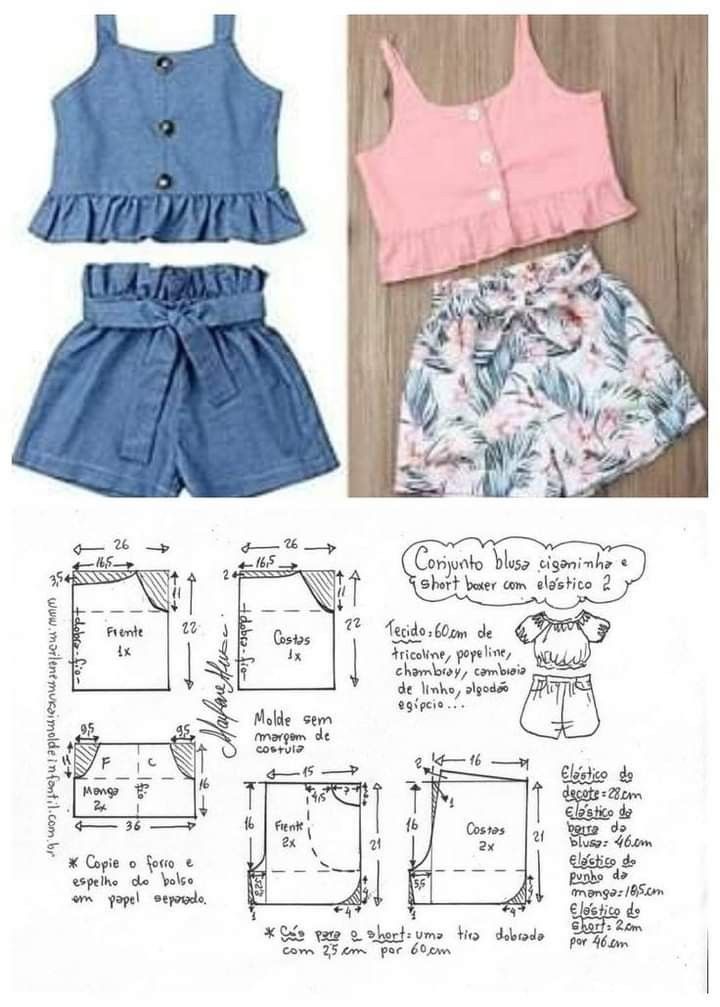 the sewing pattern for this top and shorts is easy to sew