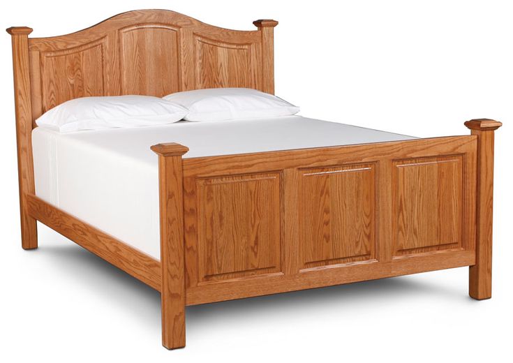 a bed with wooden headboard and foot board on it's sides, against a white background