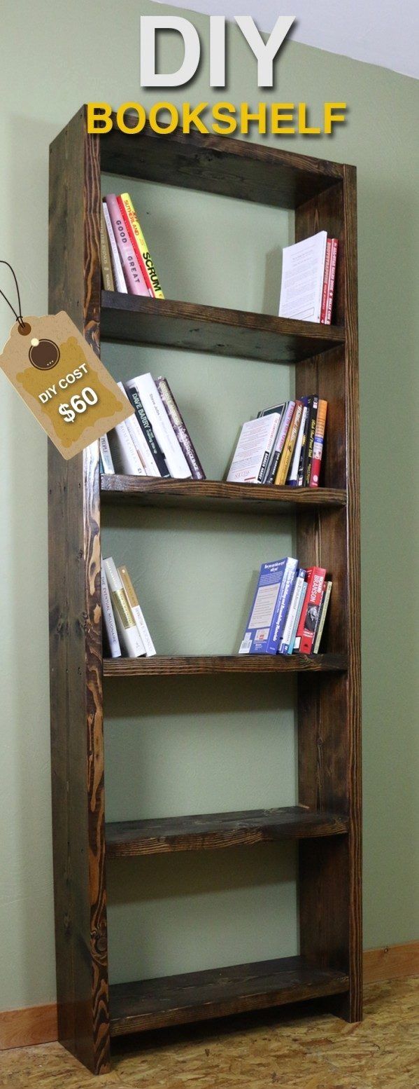 this diy book shelf is easy to make and looks great for any room in the house