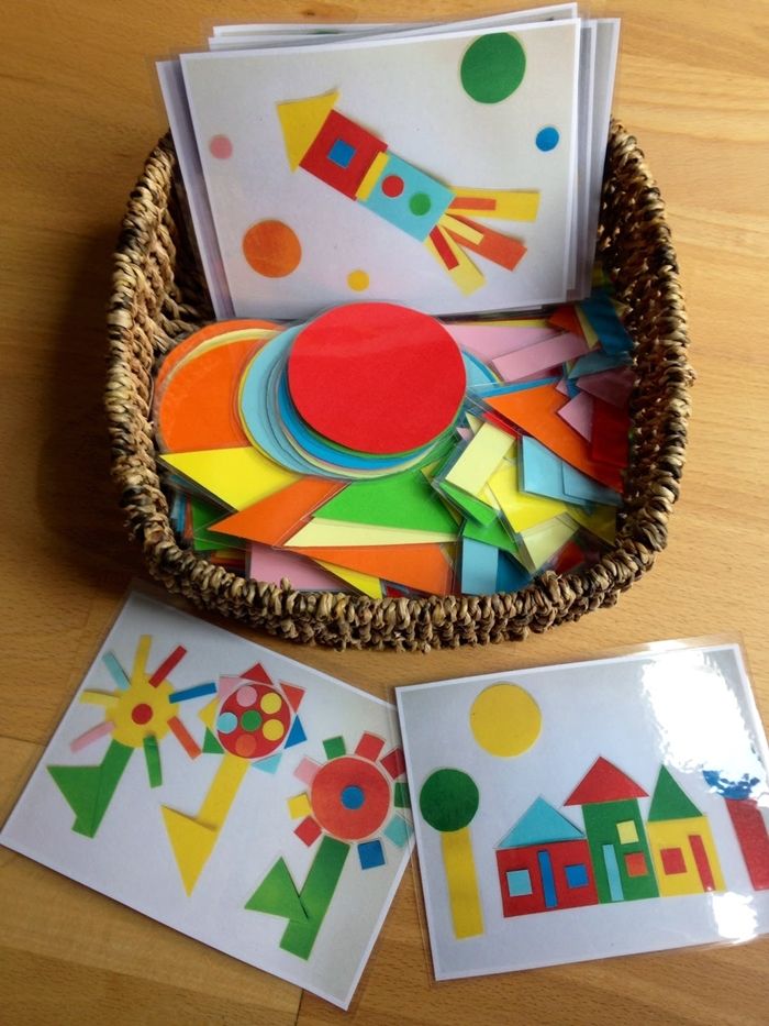 several pictures of different shapes and sizes of magnets in a basket with paper cut outs