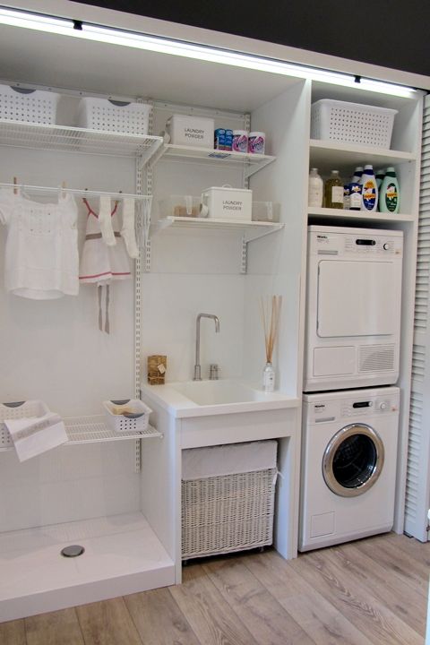 the laundry room is clean and ready for us to use in their home or apartment