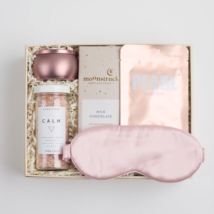 Send them self-care for any season with the PAMPER. This box wants them to cancel plans, unwind, and indulge with a delicious chocolate, brightening sheet mask, silk sleep mask, calming bath salts, and a candle that is equal parts floral and bubbly. It's the best reason to encourage them to turn on DO NOT DISTURB, trust us. Includes:Azeria // Pink Silk Sleep MaskHerbivore Botanicals // Calm Bath SaltsVoluspa // Prosecco Rose CandleLapcos // Pearl Sheet MaskMoonstruck // Creamy Milk Chocolate Bar Canceled Plans, Silk Sleep Mask, Artisan Chocolate, Sheet Mask, Sleep Mask, Pink Silk, Bath Salts, Chocolate Milk, Bubbles