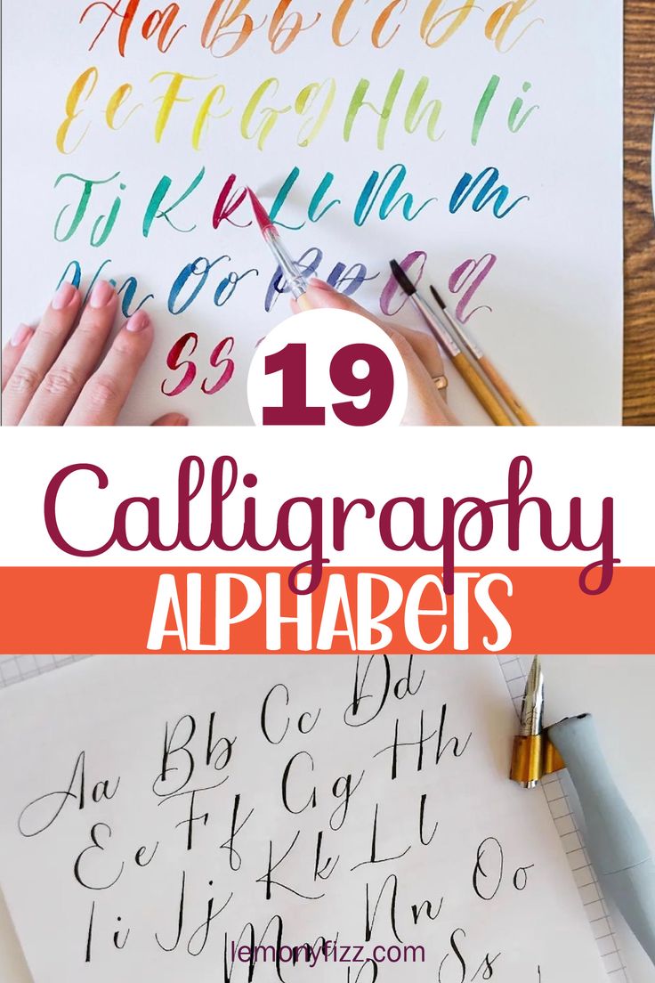 calligraphy alphabets with the title overlaying it