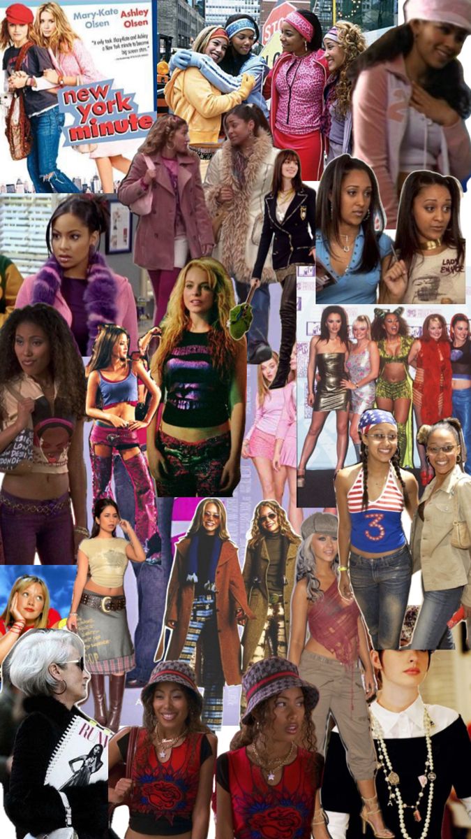 the collage shows many different women in clothes