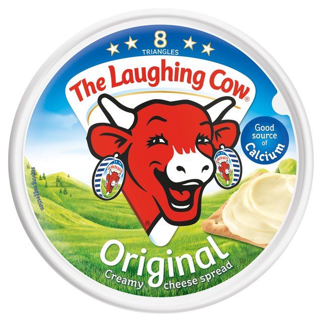 the laughing cow cheese is on display for sale