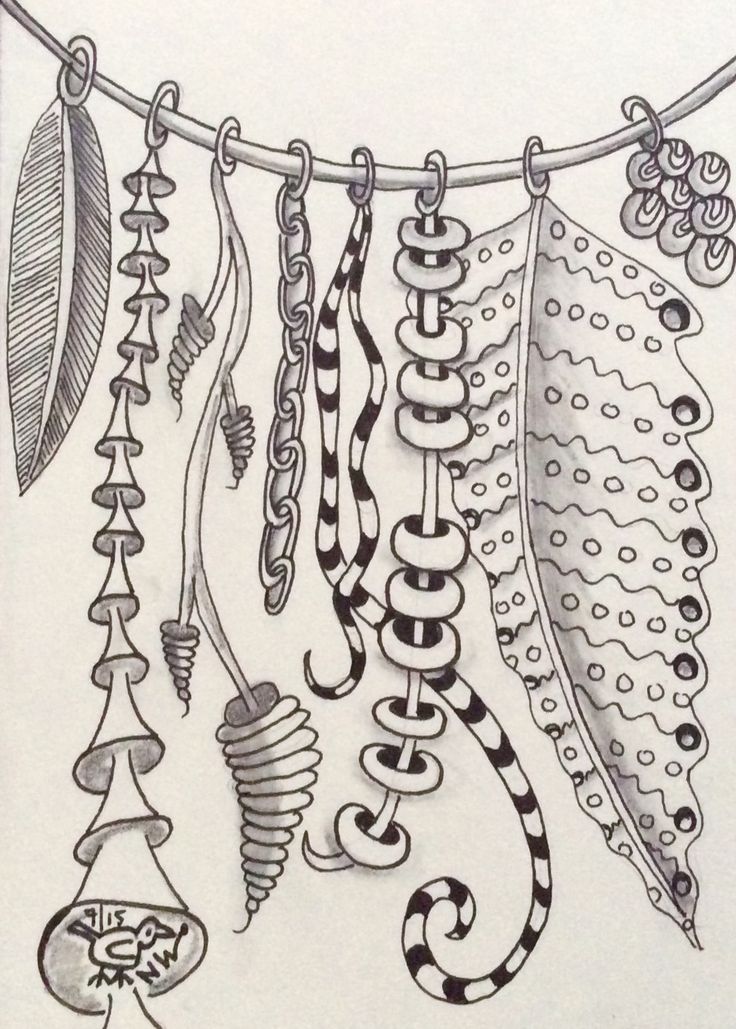 a drawing of some different things hanging from a line