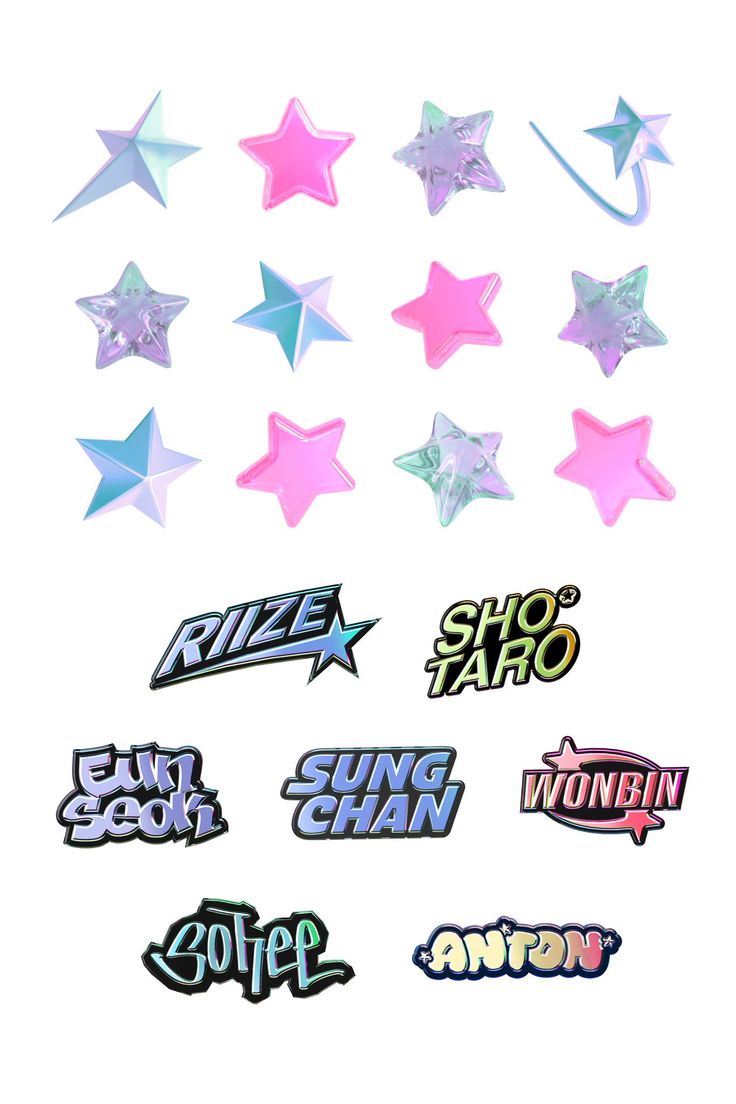 some stickers that are in the shape of stars