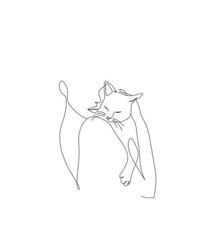 a line drawing of a cat stretching its arm