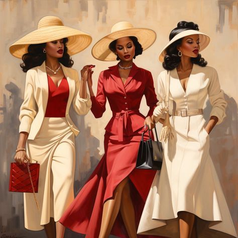 Black Women 1950s Fashion, Elegant Black Women Outfits, Wealthy Women Fashion, 1950 Fashion Women Classy, 60s Black Women, 1950s Fashion Black Women, 50s Black Women, Kentucky Derby Outfit For Women Classy, Classy Black Women Aesthetic