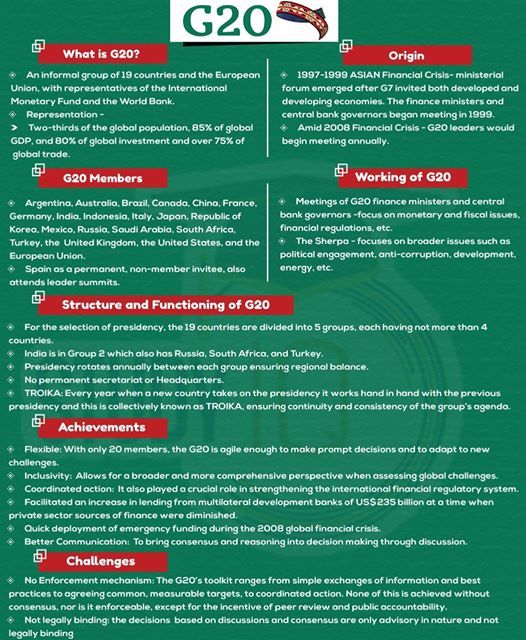 a green poster with red and white writing on it, including the words g20