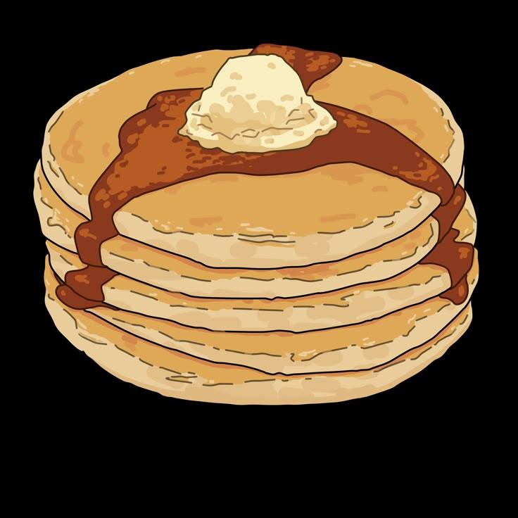 a stack of pancakes with syrup and butter on top