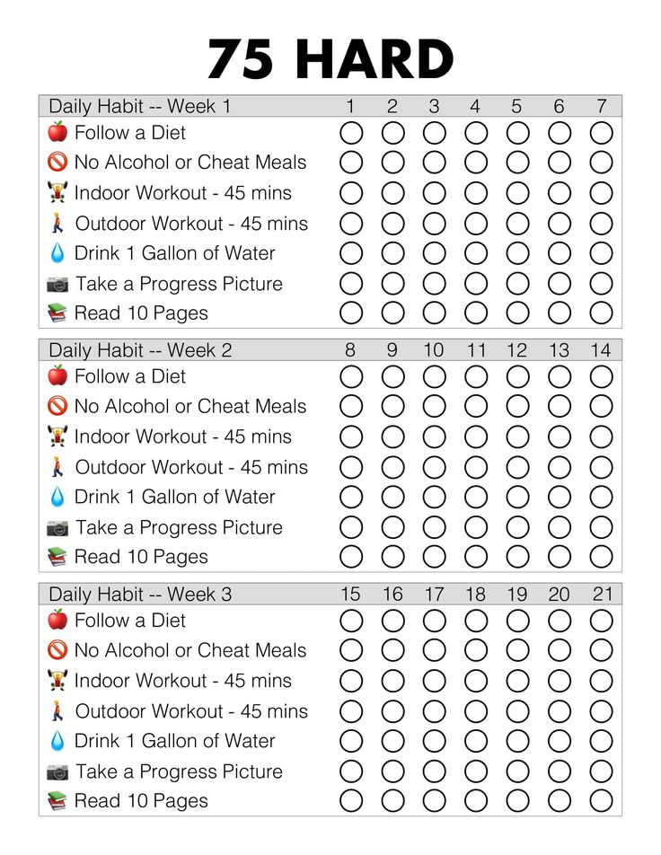 a printable workout log is shown with the numbers and times for each exercise program