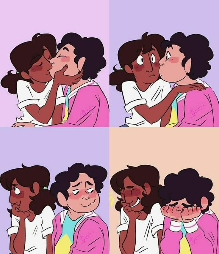 two people kissing each other in different ways