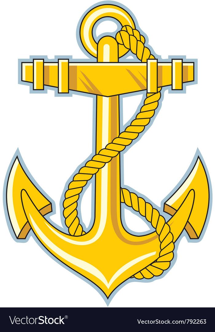 an anchor with rope on white background