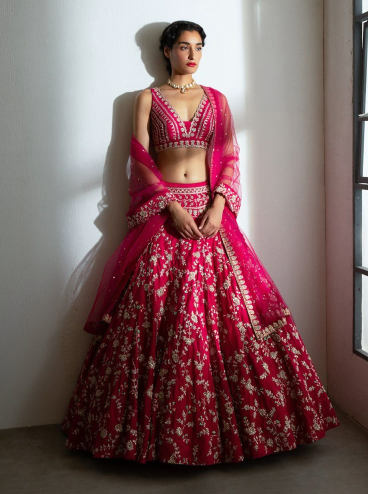 Chamee And Palak-Pink Zainab Lehenga Set-INDIASPOPUP.COM Indian Wedding Lehenga, Best Designer Dresses, Wedding Lehenga Designs, Lehenga Designs Simple, Party Wear Lehenga Choli, Lehenga Blouse Designs, Bollywood Lehenga, Choli Designs, Pink Lehenga