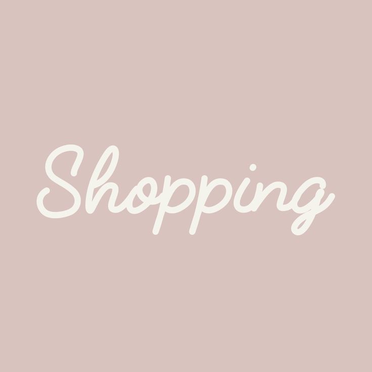 the word shopping written in white on a pink background