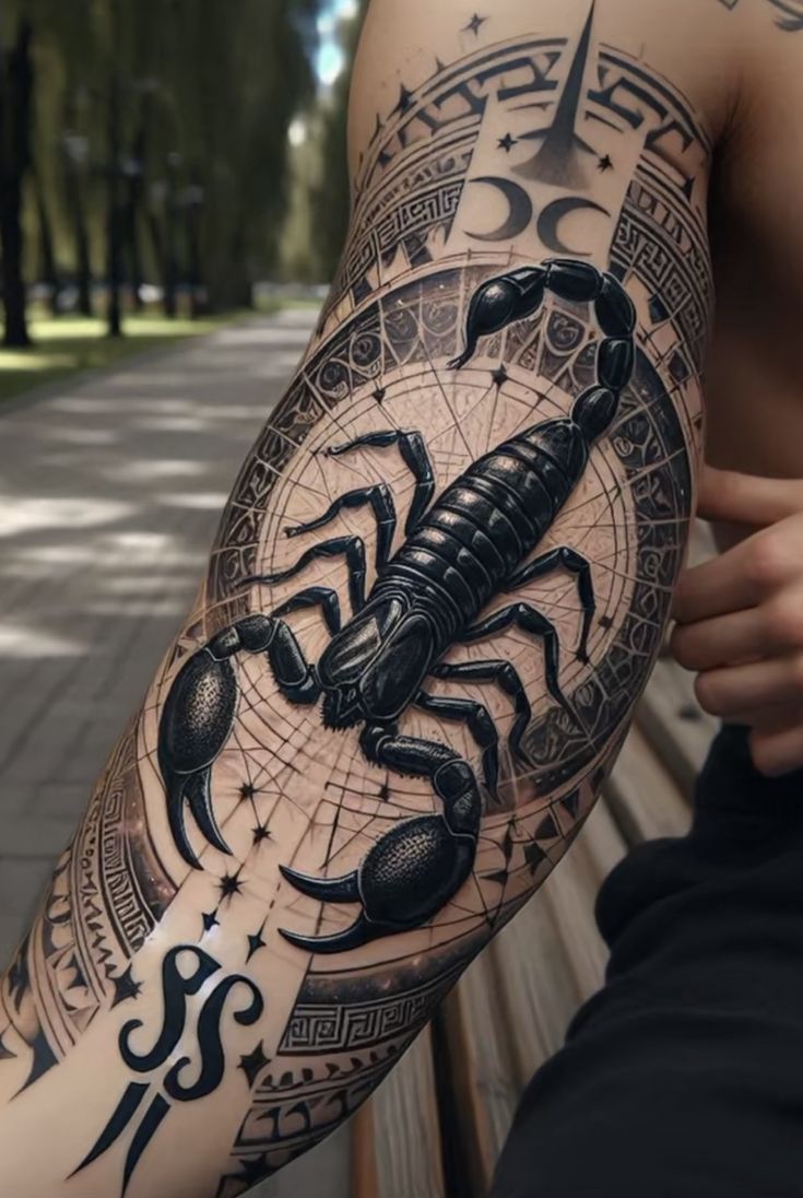 a man with a scorpion tattoo on his arm