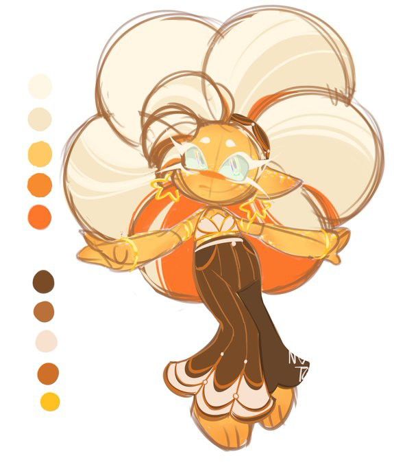 an orange and white cartoon character with big hair