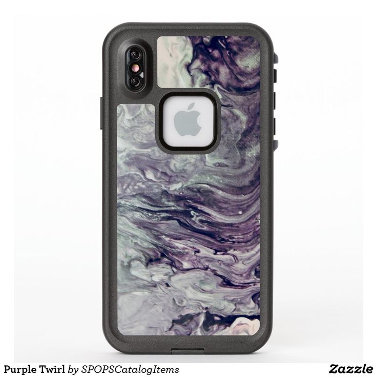 an iphone case with a purple and black marble pattern on it, sitting in front of a white background