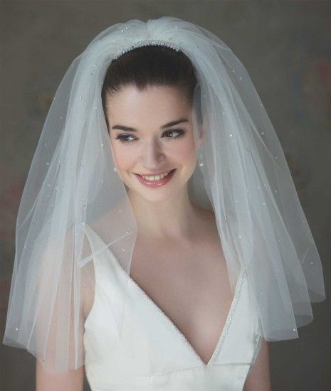 a woman wearing a wedding veil and smiling