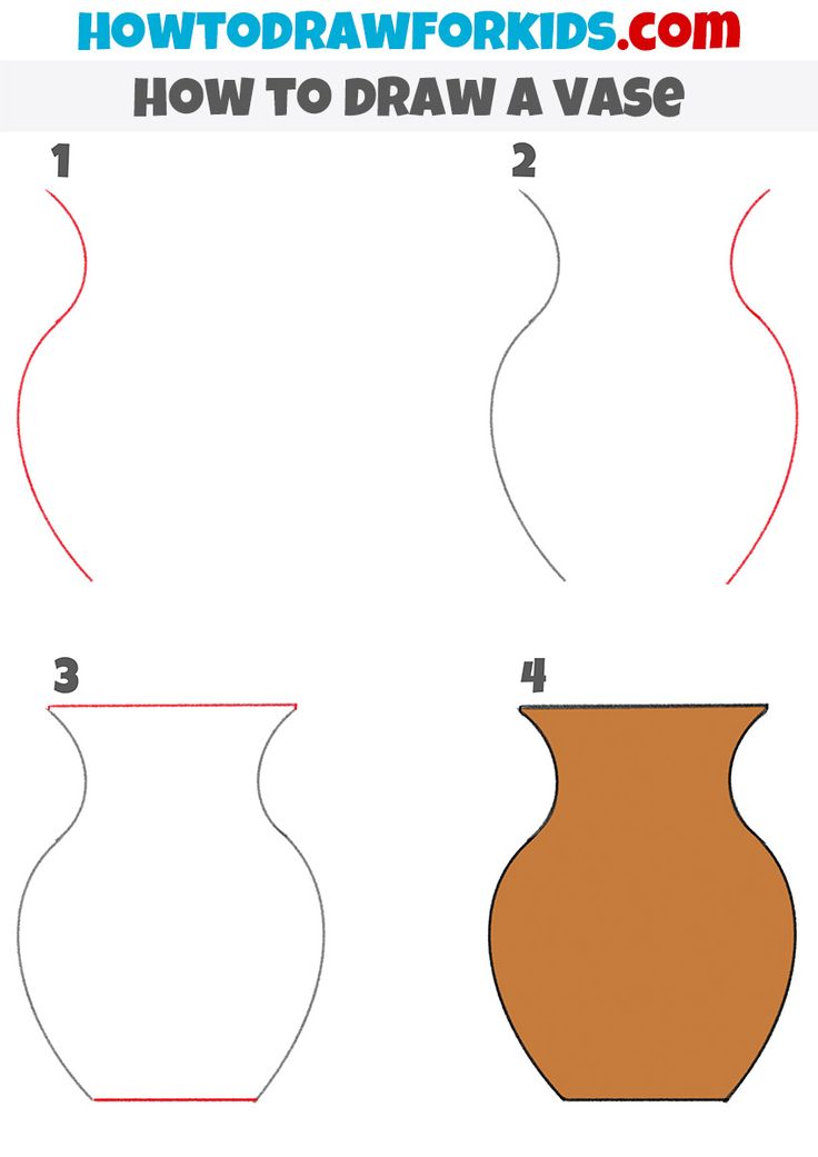 how to draw a vase for kids step by step