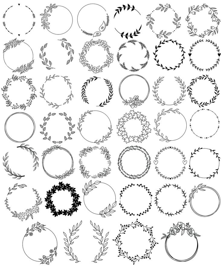 a large collection of circular frames and wreaths