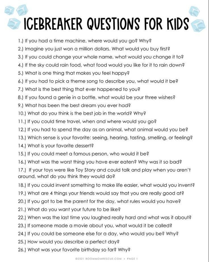 the icebreaker questions for kids