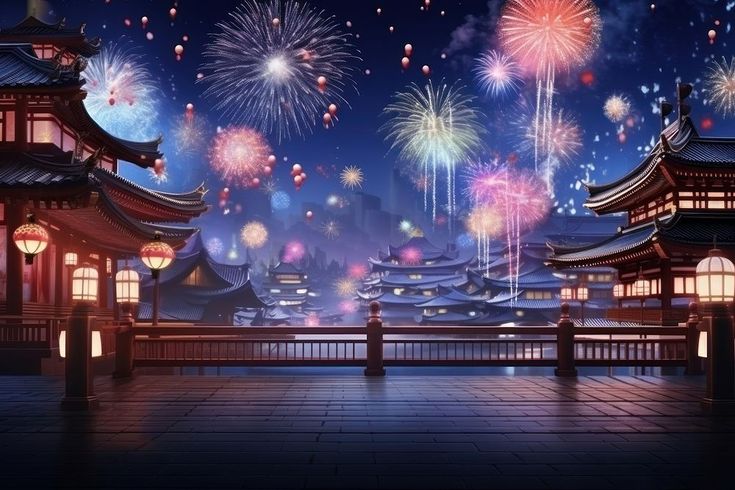 Fireworks festival night architecture illuminated. AI generated Image by rawpixel. | premium image by rawpixel.com Pre College, Night Architecture, Fireworks Images, Chinese Light, Street Background, China Street, Fireworks Background, Fireworks Festival, Japan Summer