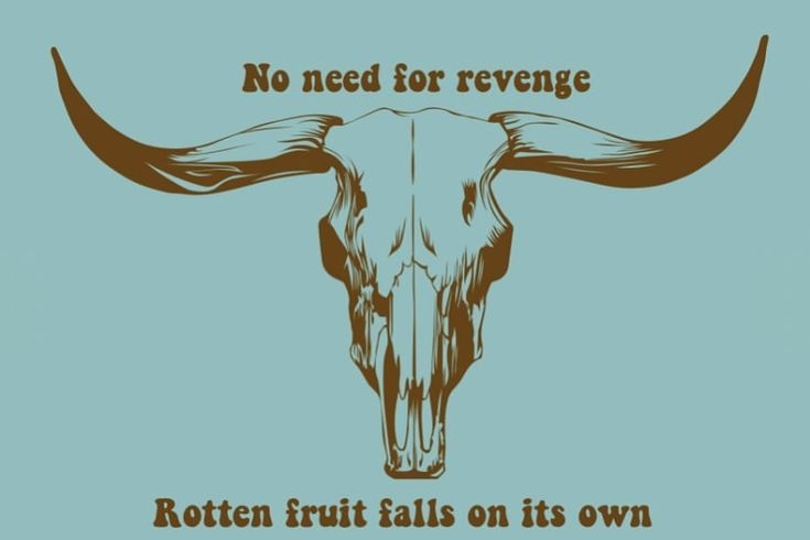 an image of a bull skull with the words rotten fruit falls on it's own