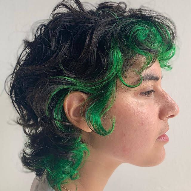 Eyebrow Cut, Dyed Curly Hair, Rainbow Hair Color, Curly Mullet, Hair Inspiration Short, Haircuts For Curly Hair, Hairstyles Curly, Mullet Hairstyle, Dye My Hair