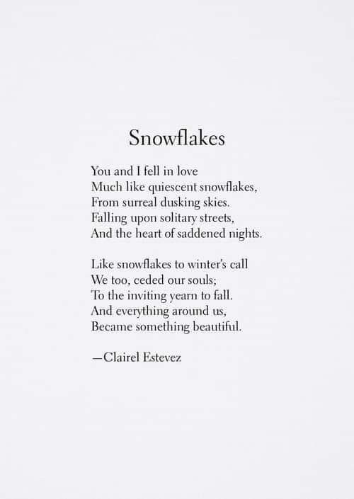 the poem snowflakes is written in black and white