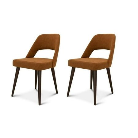 two brown chairs sitting next to each other