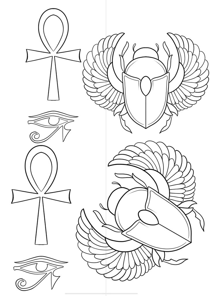 an image of egyptian symbols coloring page