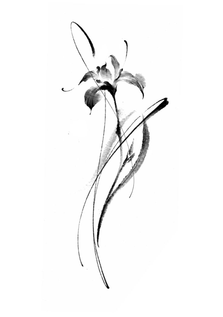 a black and white drawing of a flower