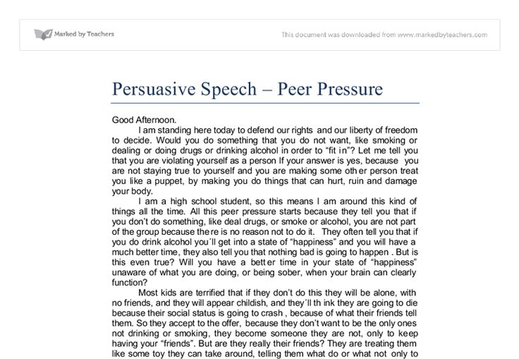 a page from the persuusive speech paper