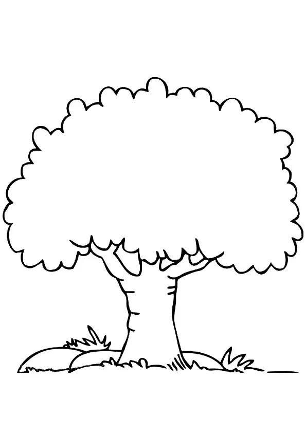 a black and white drawing of a tree with grass on the ground in front of it