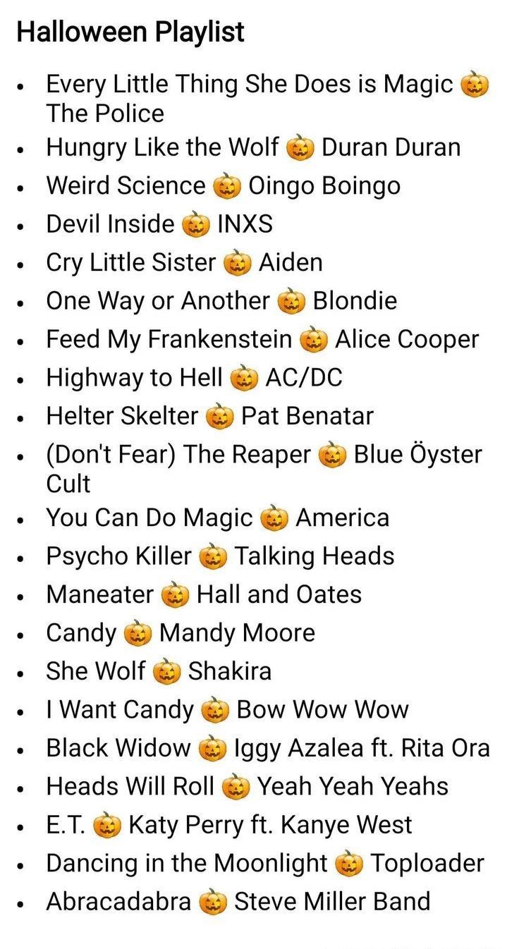 halloween playlist with pumpkin faces and other emoticions on the list for each player