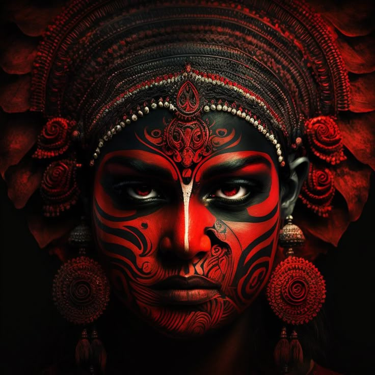 Theyyam Face Painting, Kalolsavam Poster Background, Kantara Images, Pooram Kerala Poster, Theyyam Wallpaper, Theyyam Illustration, Theyyam Photography, Theyyam Face, Munnar Resorts