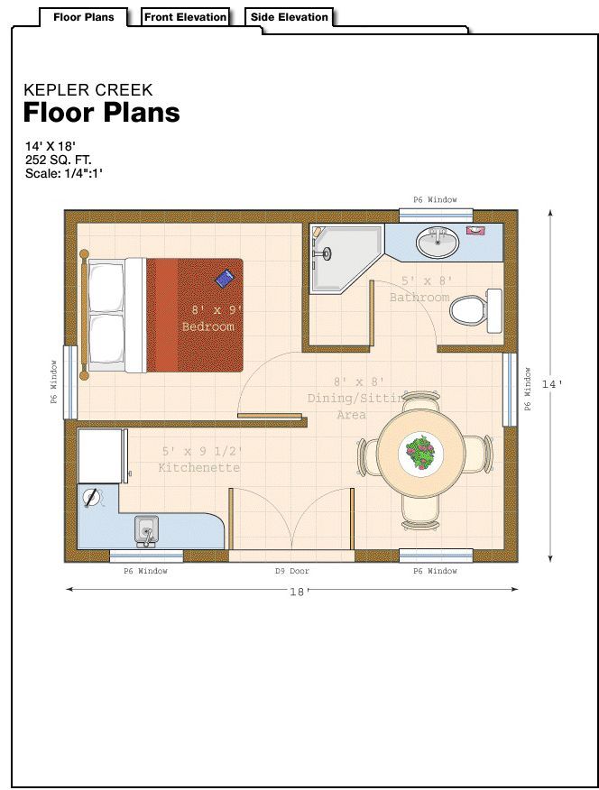 a floor plan for a small house with an attached kitchen and living room