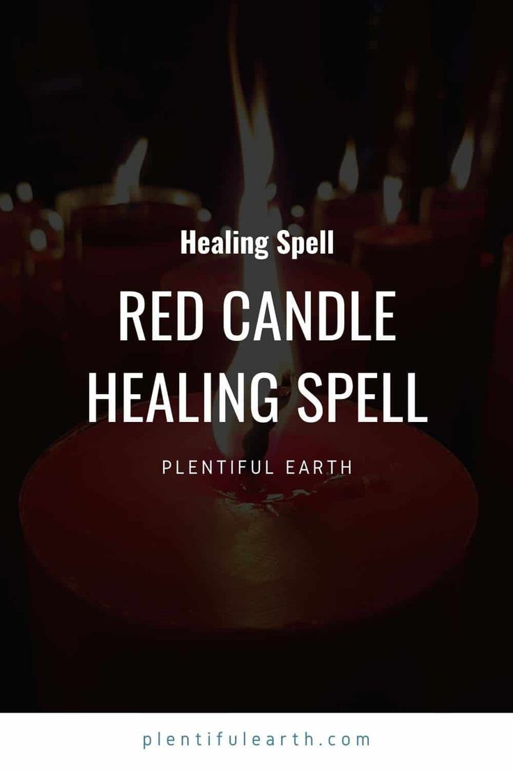 candles with the words, red candle heating spell